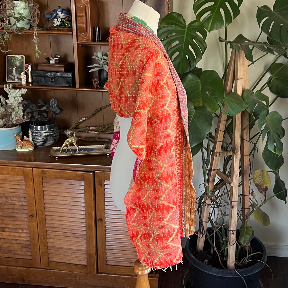 Kantha Vibrant Multicolor Scarf Wrap Shrug or Table Runner Decor NWOT - Picture 12 of 13